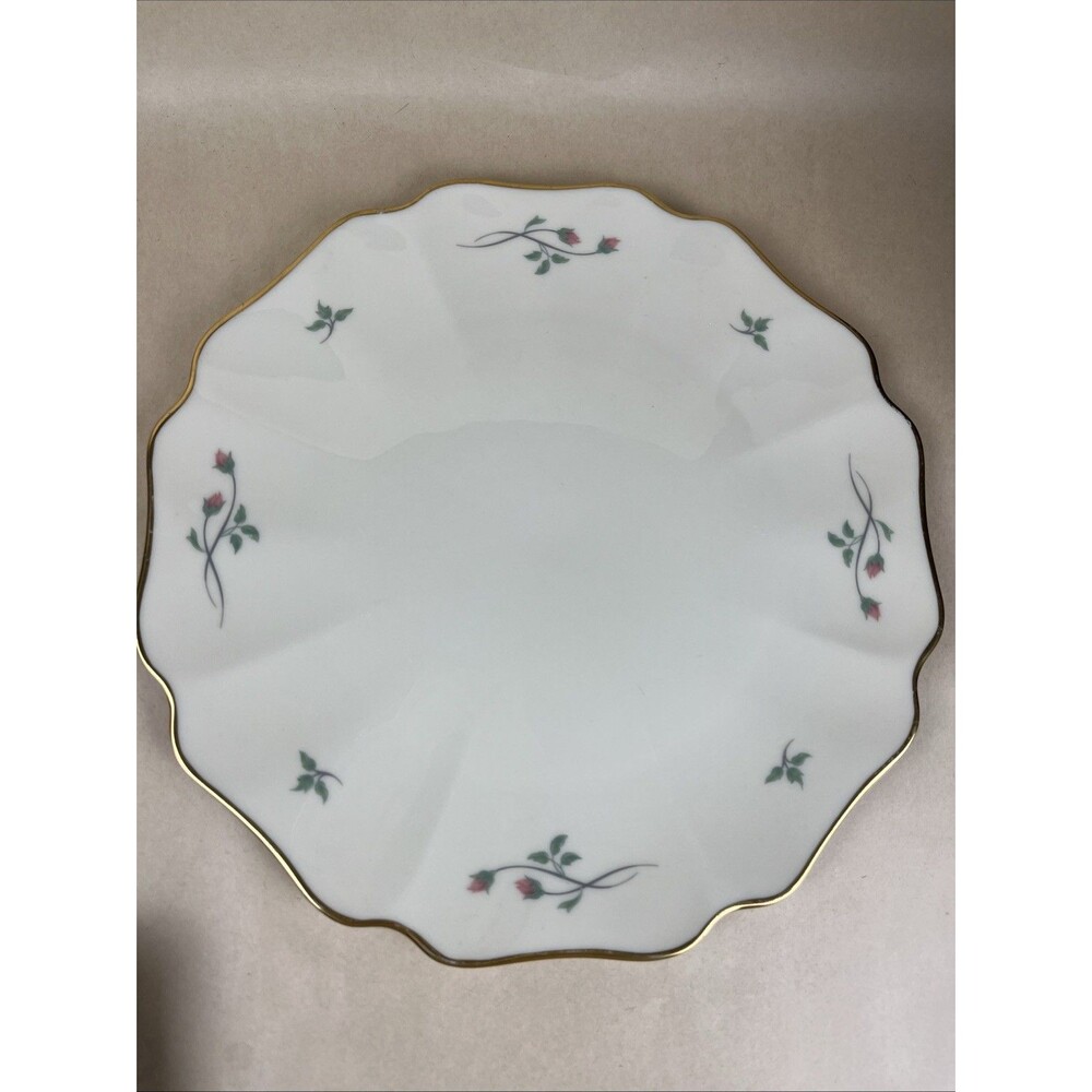 VTG Lenox ROSE MANOR Pink cake serving plate platter Gold Trim 11.5” USA